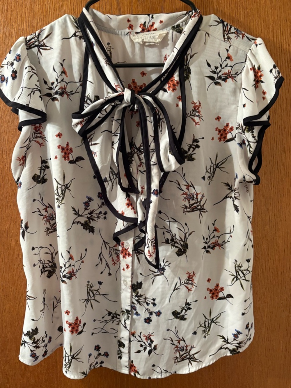 Sweet Wanderer Asian floral garden tie top blouse XL VINTAGE